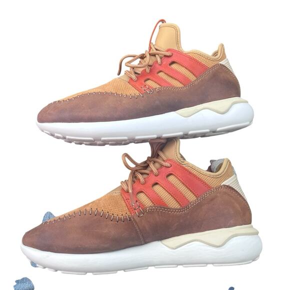 Adidas RARE Tubular Moccasin Runner Mesa Leather Trainers Sneakers Orange 9.5 main image 6